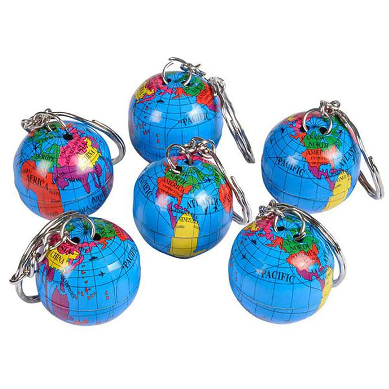 Kicko 1 Inch Globe Keychain - 12-Pack Mini Backpack Hook for Travelers - Keyring for Bag