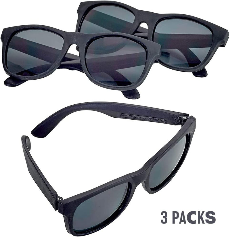 Kicko Black Sunglasses - 3 Pack, Unisex - for Daily Wear, and High Fashion Accessories