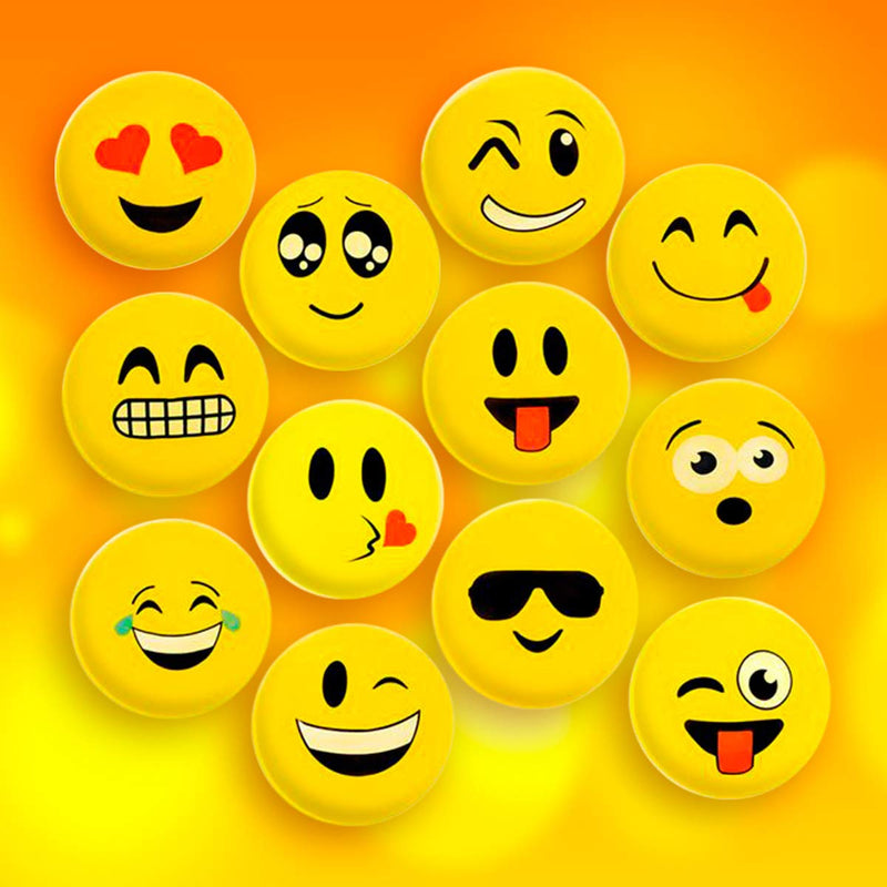 Kicko Vinyl Emoticon Ball - Pack of 12 9 Inch Yellow Playground Balls with Emoticon Design