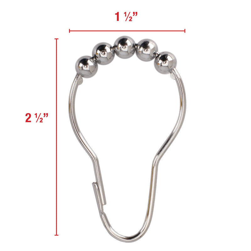 2lbDepot Shower Curtain Rings Hooks - Chrome Finish - Premium 18/8 Stainless Steel