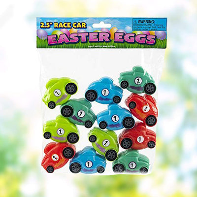 Kicko Race Car Easter Eggs - Pack of 12 2.5 Plastic Car-Shaped Eggs for Easter