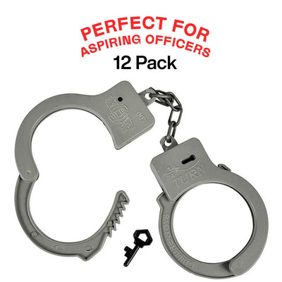 Kicko Plastic Handcuffs with Key for Imaginary Play, Costume Props - Gray, 11 Inch, Pack