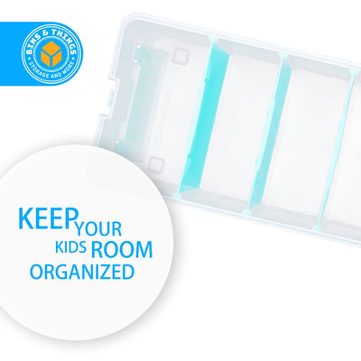 Storage Container With Organizers - 4 Deep Compartments 8x6x14 (Inches)