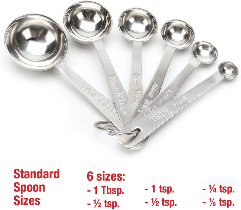 Measuring Spoons 18/8 Stainless Steel Round Spoon Design Set