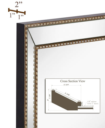 Hamilton Hills Rectangular Beveled Mirror - Large Framed Wall Mirror with Angled Frame