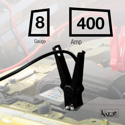 Katzco Jumper Cables with Carry Case Bag - 8 Gauge 16 Feet - 400 Amp - Heavy-Duty Power