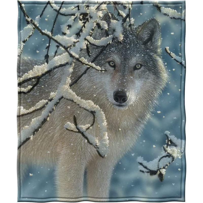 Fleece Throw Blanket by Collin Bogle (Sunlit Soulmates Wolves