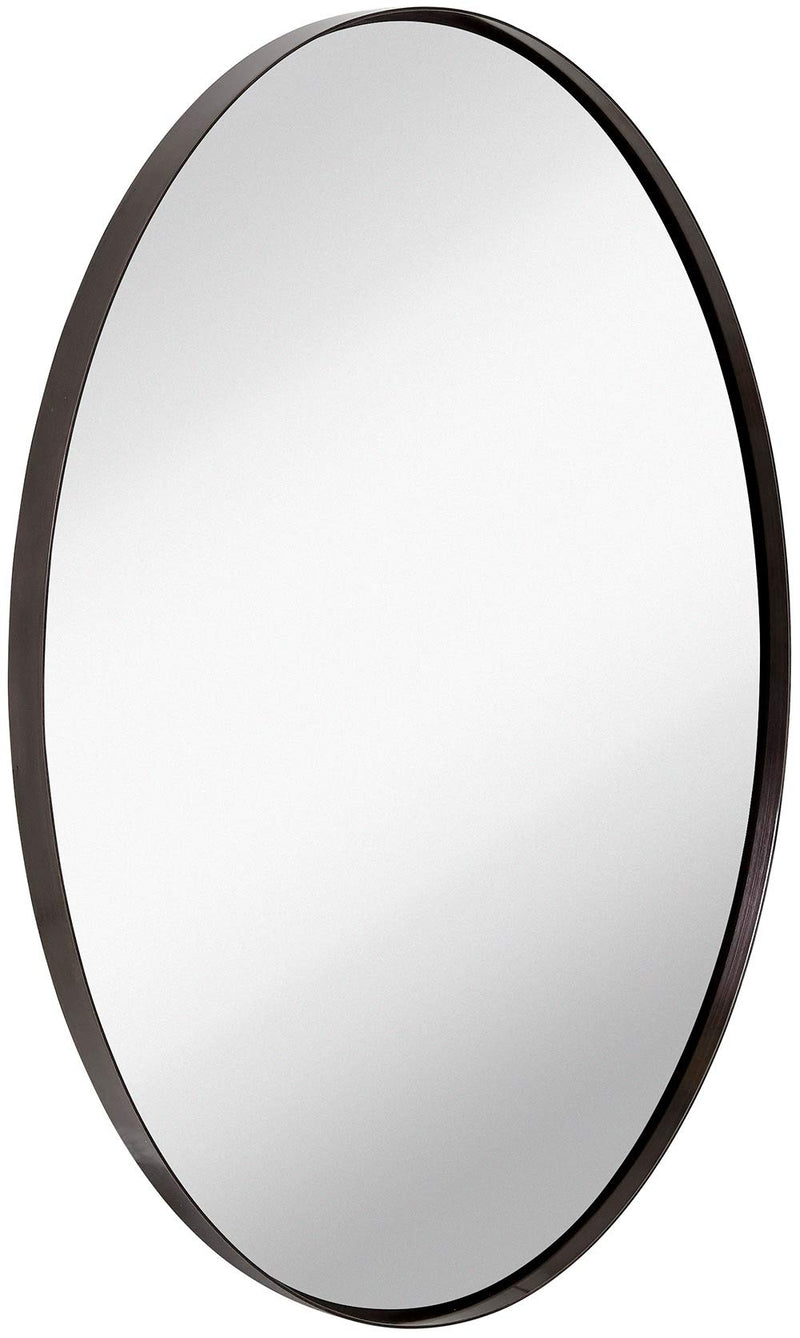 Contemporary Brushed Metal Wall Mirror | Oval Gold Framed Rounded Deep Set Design