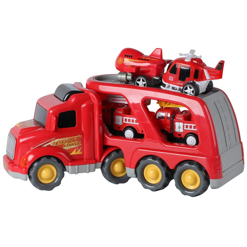 Fire Truck Rescue and Emergency Transport Vehicle with Helicopter, Airplane and 2 Fire