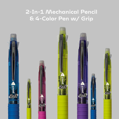 Kicko 2-in-1 Mechanical Pencil With Colored Pen - 6 Pack - Clutch Pencil with Fine