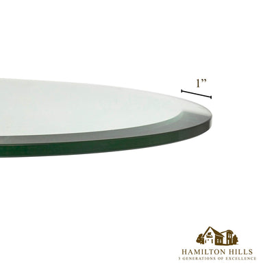 24 Inch Beveled Glass Table Top | 3/8" Thick Tempered Polished Edge | 24" Diameter 1"