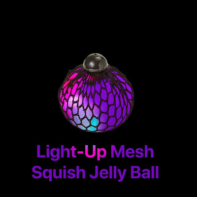 Kicko 3 Inch Light-Up Mesh Squish Jelly Ball - 12 Pieces, Stress Balls for Adults, Fun