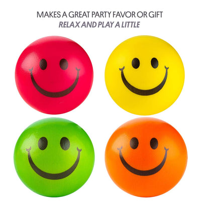 Kicko Colorful Smile Face Stress Balls - Pack of 12 2.5 Inch Smile Squeeze Balls