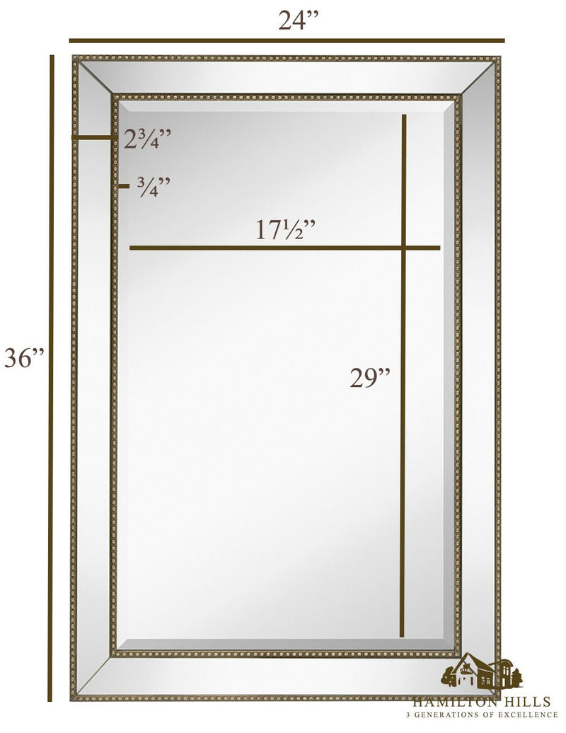 Hamilton Hills Rectangular Beveled Mirror - Large Framed Wall Mirror with Angled Frame