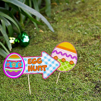 Kicko Easter Egg Hunt Cutout Decorations - 6 Pieces - 7 and 14 Inches - for Kids, Party