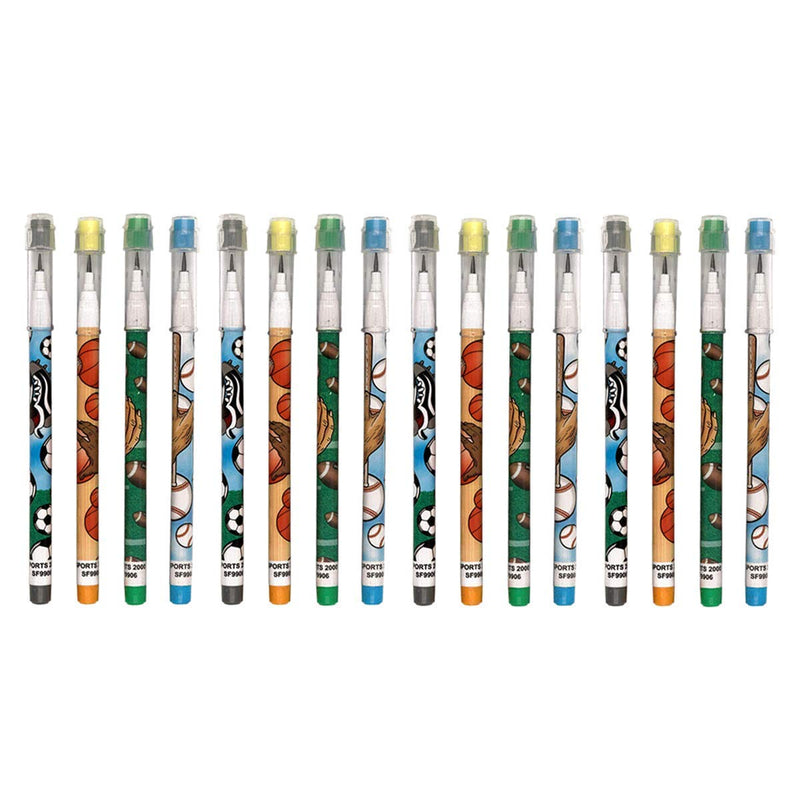 Kicko Sports Ball Multi-Point Pencils - 24 Pack - 5.5 Inch - Retro Pop a Point Stacking