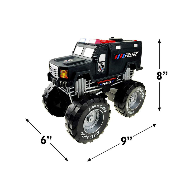 Monster Truck with Lights and Sounds, Police Vehicle Toy, for Boys and Girls Ages 3+