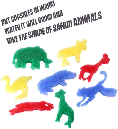 Kicko Magic Growing Animal Capsules - 12 Pack of 12 Assorted Safari Creatures - Enlarging