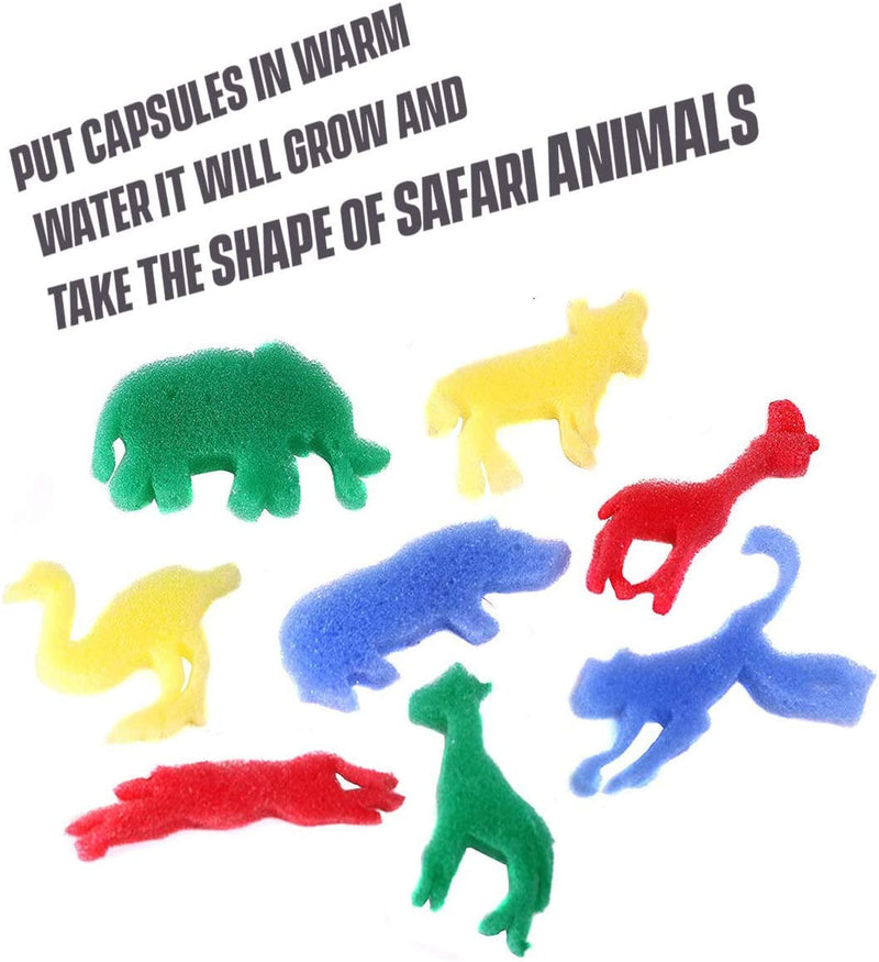 Kicko Magic Growing Animal Capsules - 12 Pack of 12 Assorted Safari Creatures - Enlarging