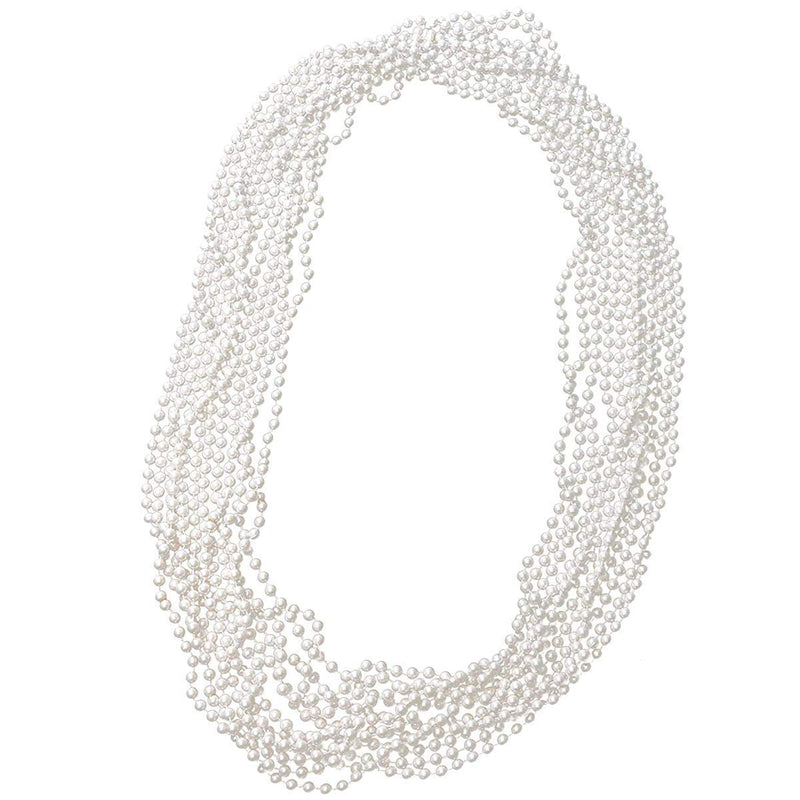 Kicko White Bead Necklace - 12 Pack - 48 Inch - for Kids, Party Favors, Stocking Stuffers