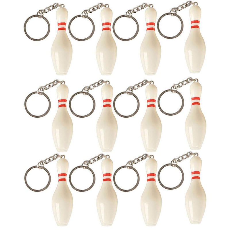 Kicko Bowling Pin Keychain - 12 Pack - Assorted Bag Charm - Party Favor, World Cup Fan