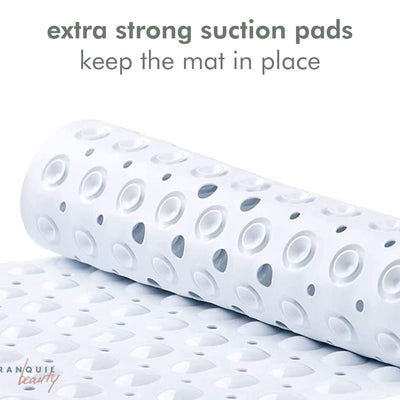 Nonslip Bath Mat With Suction Cups  White 100x40cm40x16in Extra Long