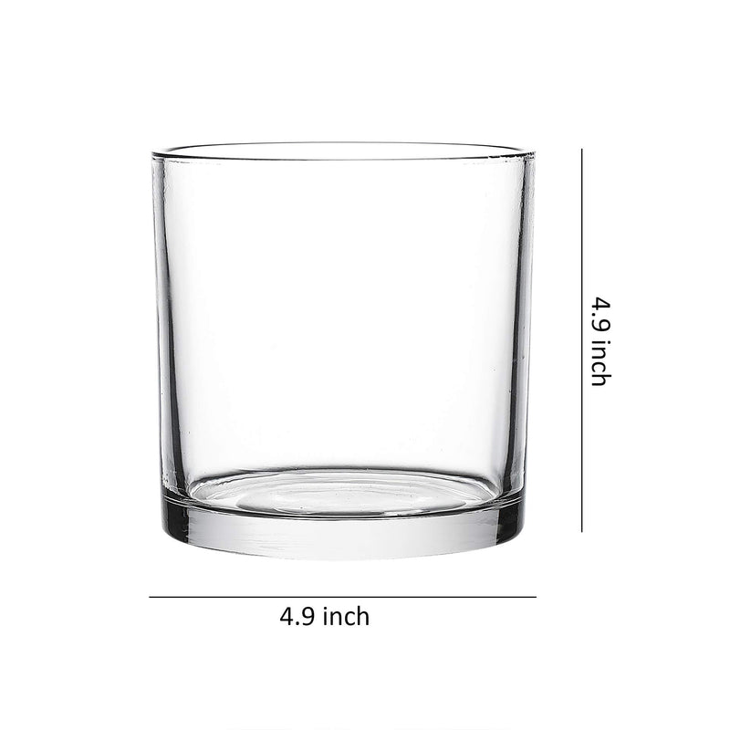 5"X5" Glass Cylinder Vase Set | Candles Holders | Set Of 4 | Decorative Table Centerpiec