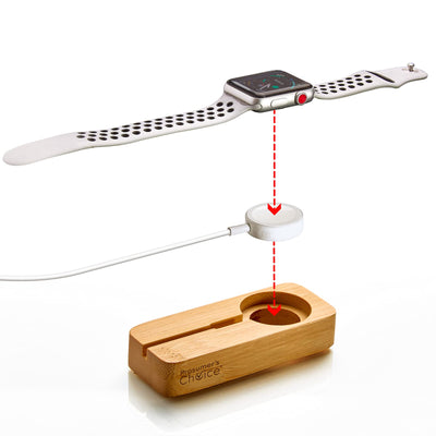 Prosumer's Choice Bamboo Charging Stand Dock Holder for Apple Watch - Adapters NOT