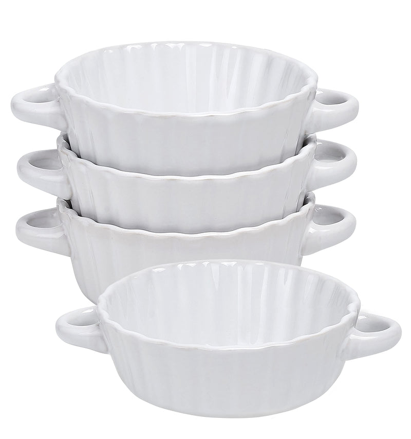 Bake And Serve - 10oz. Oven Safe Set Of 6 Ceramic Souffle Dishes, Round Double Handle