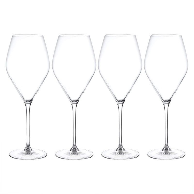 Crystal Champagne Flutes Glasses Set of 4 - Machine Made Glass (7 Ounce