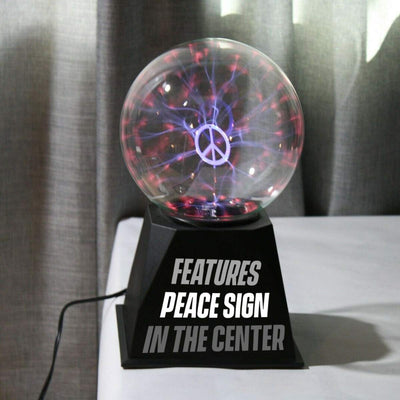 Katzco Peace Sign Plasma Ball with Bulb - 7.5 Inch - Nebula, Thunder Lightning, Plug-In