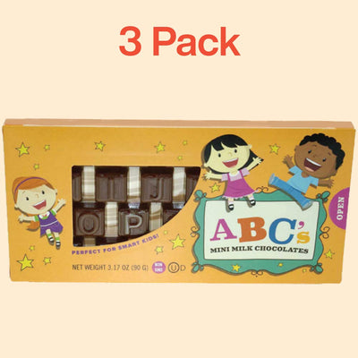 Kicko Mini Milk Chocolate ABCs - 3 Sets of 26 Pieces, 78 Candies Total, 3.17 Ounces per