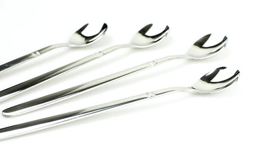 CRUX Long Handled Iced Tea, Ice Cream, Espresso, Bar Spoon, Set of 8, 18/10 Stainless