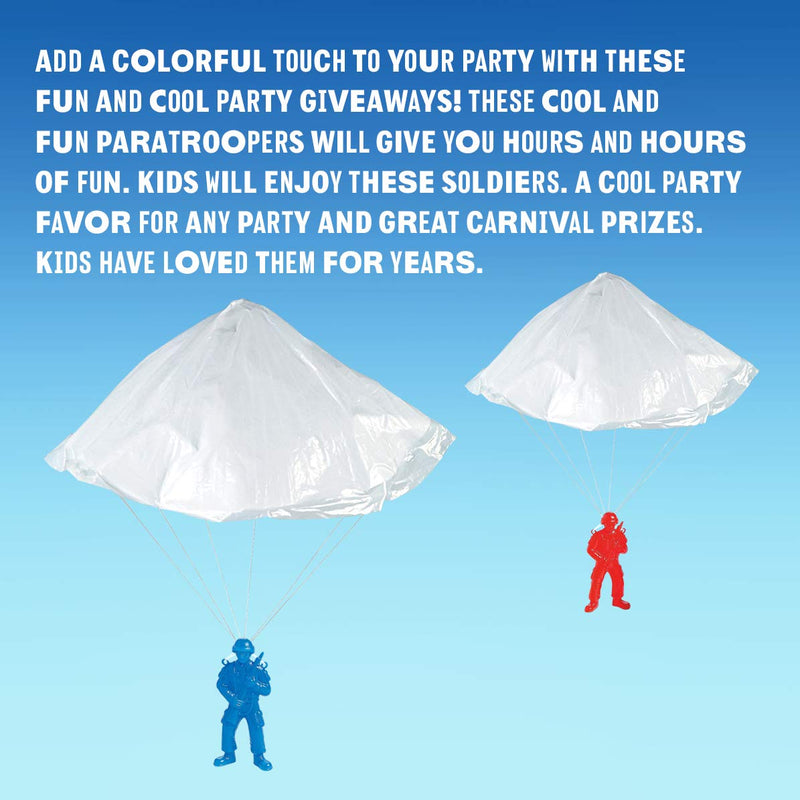 Kicko Plastic Army Parachute Men - Paratroopers - 4.25 Inches - 10 Pack - Assorted Colors