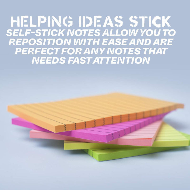 Stick On Lined Notes - 8 Packs Sticky Notepads, 400 Sheets - 4 X 6 Inch