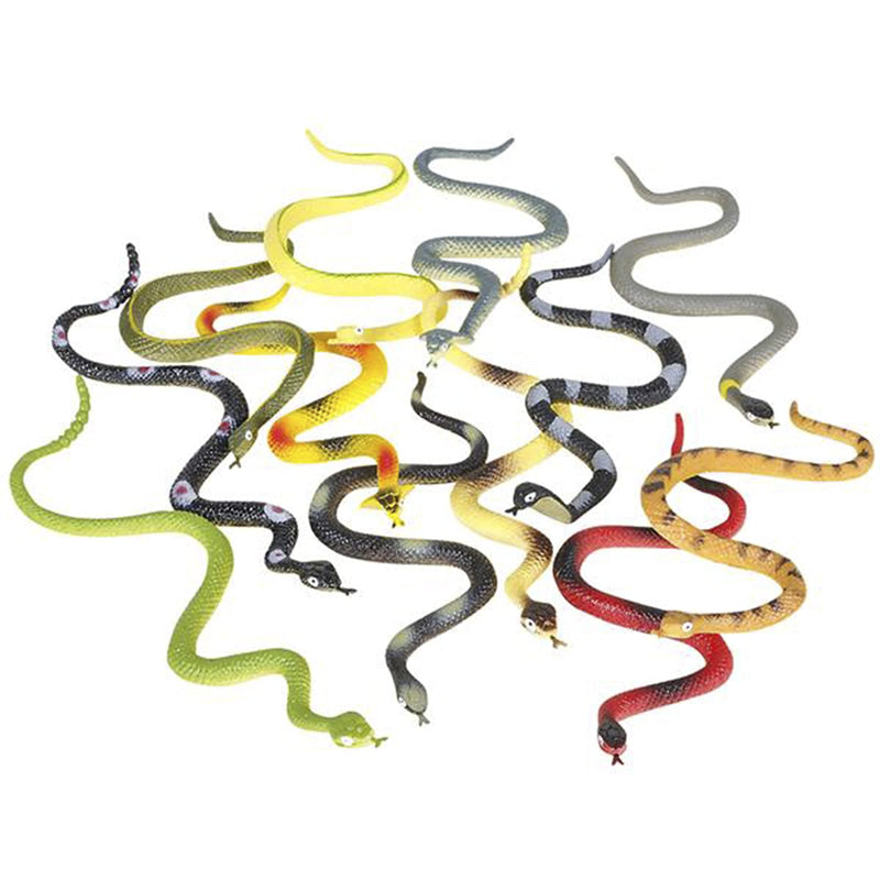 Kicko Mini Vinyl Snakes - 24 Pack - 6 Inch - for Kids, Sensory Play, Stress Relief