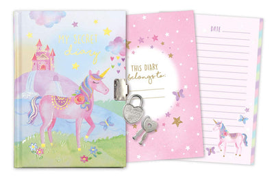 Jewelkeeper Girl's Unicorn Secret Diary with Heart Shaped Lock and Key, Private