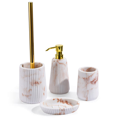 Bathroom Accessory Decor Set With Soap Dispenser, Tooth Brush Holder