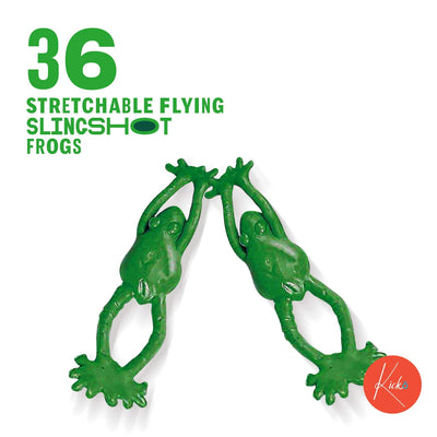 Kicko Vinyl Stretchable Flying Slingshot Frogs - 3.5 Inches, 48