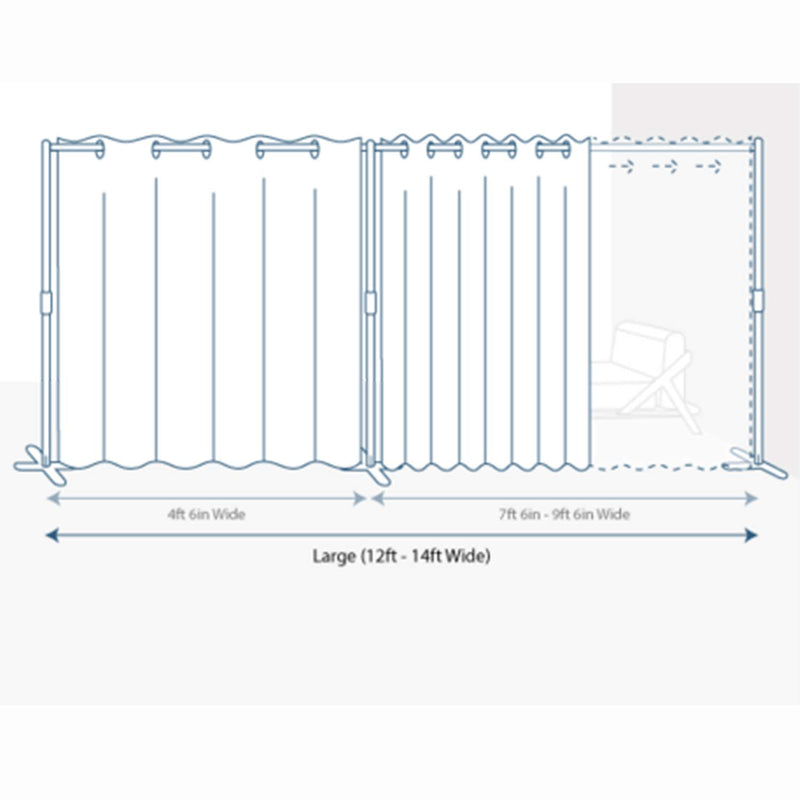 End2End Room Divider Kit - Large A, 8ft Tall x 12ft - 14ft Wide, Blue Stripe (Room