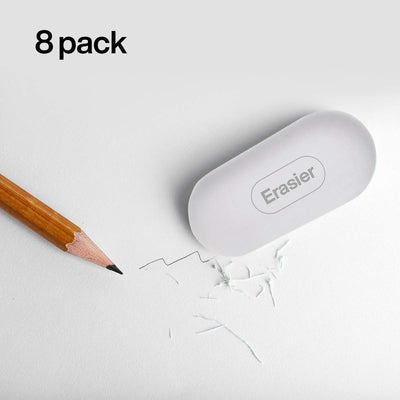 Kicko Rubber Erasers - 8 Pack - Soft White Oval Erasers - for School Activities, Classroom