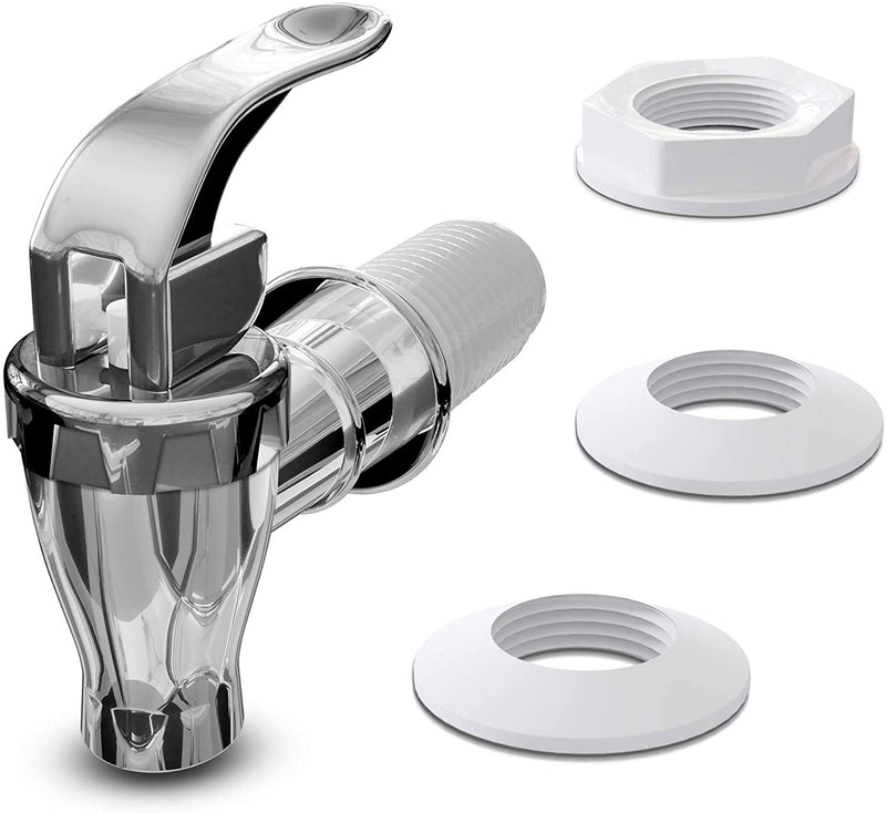 2 Pack Silver Beverage Dispenser Replacement Spigot, Push Style Spigot for Beverage