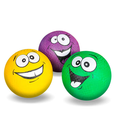 Kicko Silly Face Ball - Pack of 3 8.5 Inch Colored Playground Balls with Funny Face Design