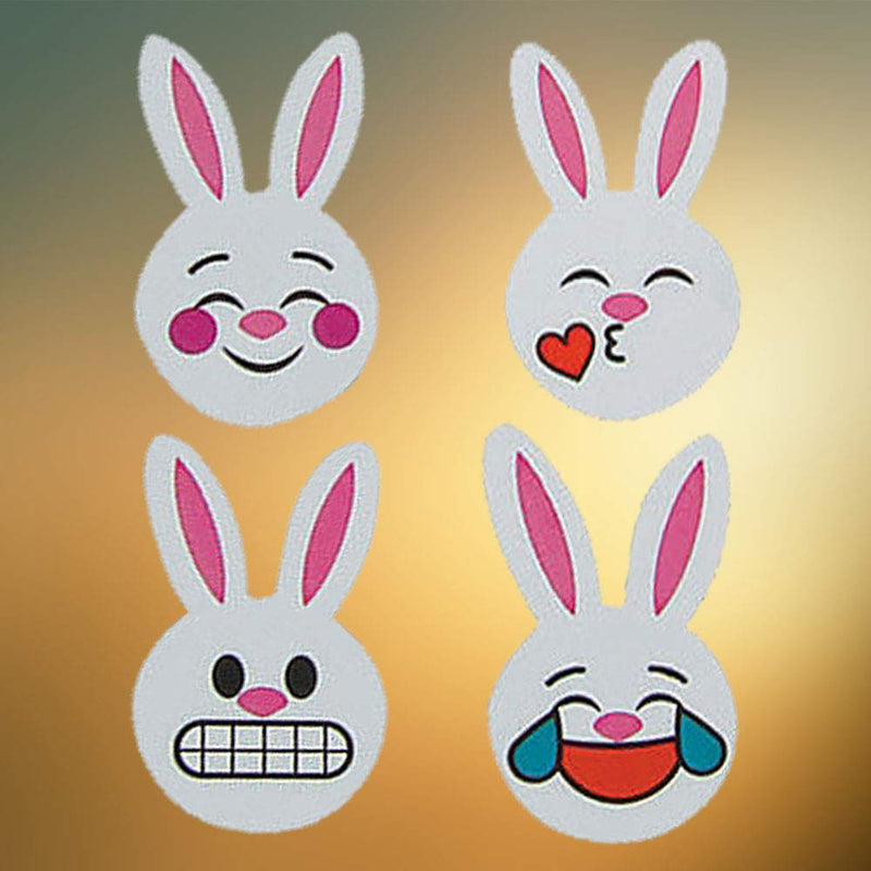 Kicko Bunny Stickers for Kids - 4 Rolls Assorted Emoji Rabbit Face Decals - Emoticon