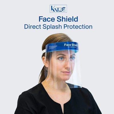 Katzco Reusable Face Shields - Clear Full Face Visor Mask with Removable Protective Film