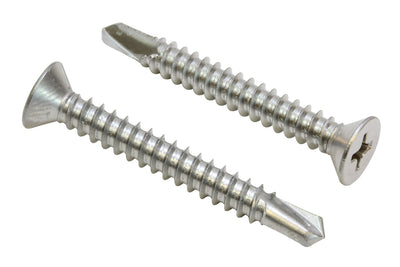 10 X 1'' Stainless Flat Head Phillips Self Drilling Screw, (25 pc), 18-8 (304) Stainless