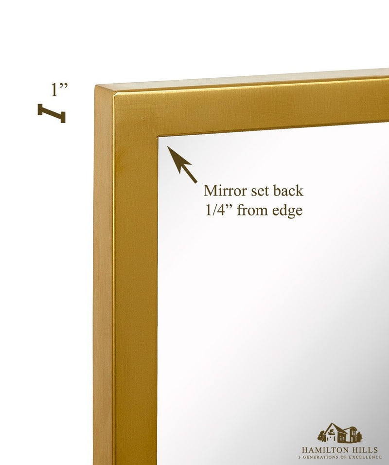 Commercial Grade Contemporary Industrial Strength Wall Mirror Brushed Gold Metal