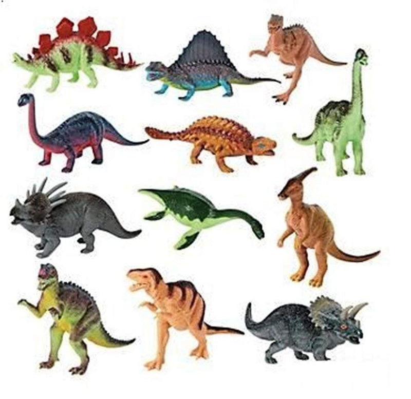 Kicko Large Dynamite Dinosaurs - 6 to 8 Inches - Pack of 12 - Assorted Styles and Colors