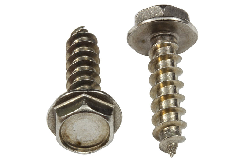 10 X 3/4" Stainless Indented Hex Washer Head Screw, (50 pc), 18-8 (304) Stainless Steel