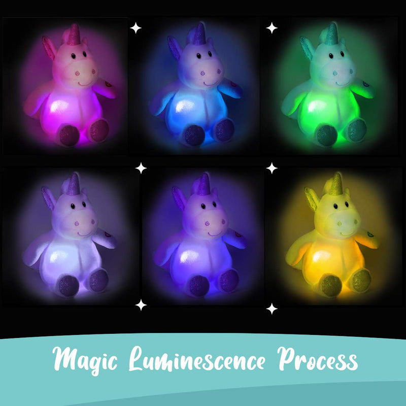 Dazmers Light up Soft Plush Unicorn Toy - LED Stuffed Animals with Colorful Night Lights